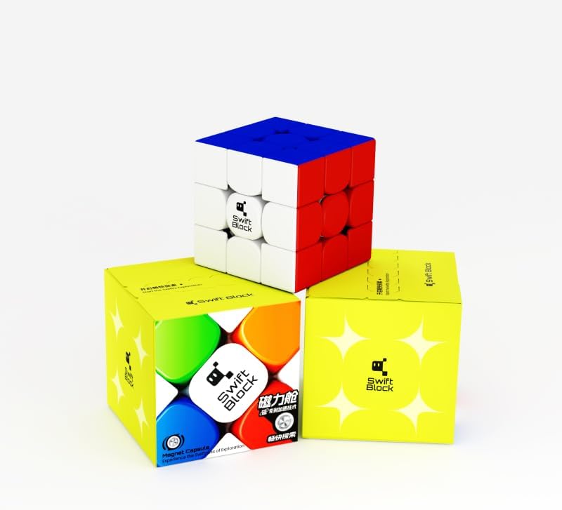 MonsterGo Magnetic Speed Cubing Excellence: SwiftBlock 355S 3x3 Cube with 48 Magnets Original Stickerless Design for Fast, Smooth Solving - Perfect Brain Toy for Kids and Adults by KsmToys