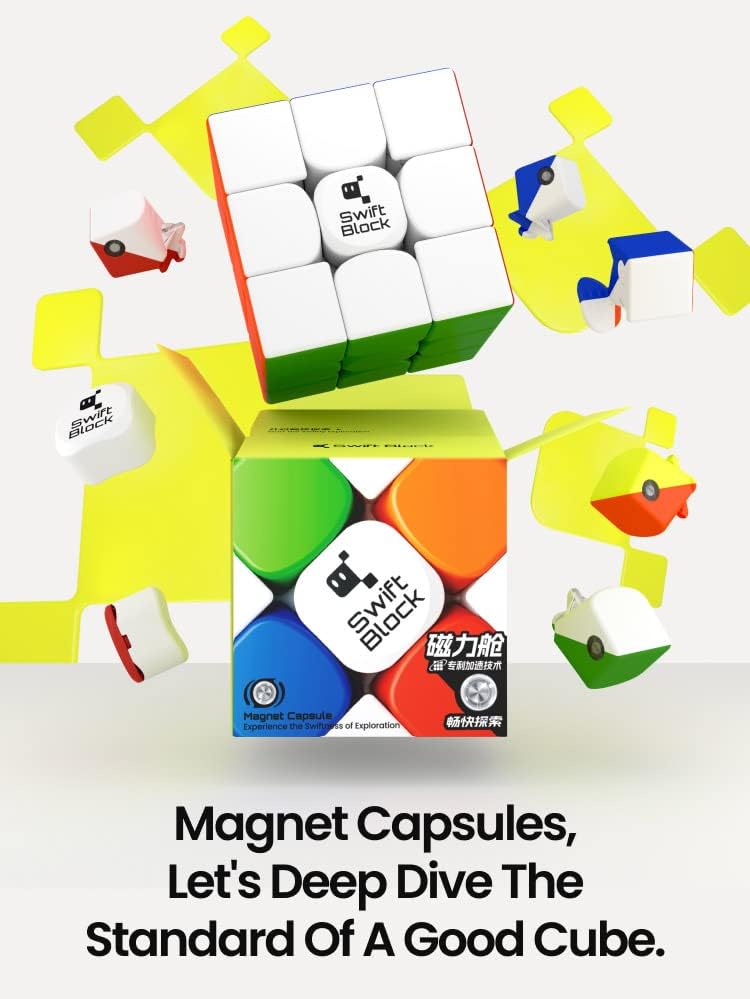 MonsterGo Magnetic Speed Cubing Excellence: SwiftBlock 355S 3x3 Cube with 48 Magnets Original Stickerless Design for Fast, Smooth Solving - Perfect Brain Toy for Kids and Adults by KsmToys