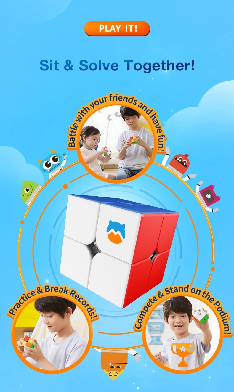 MonsterGo 2x2 Stickerless Speed Cube - 251 Mini 3D Puzzle Toy in Premium Package by KsmToys