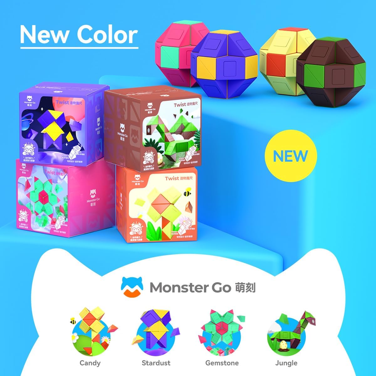 Monster Go Snake Connector Cubes Serpentine 3D Puzzle Game and Stress Relief Fidget Toy - Engaging Activity for Travel, Ideal Gift for Adults and Kids Ages 8 and Up by KsmToys