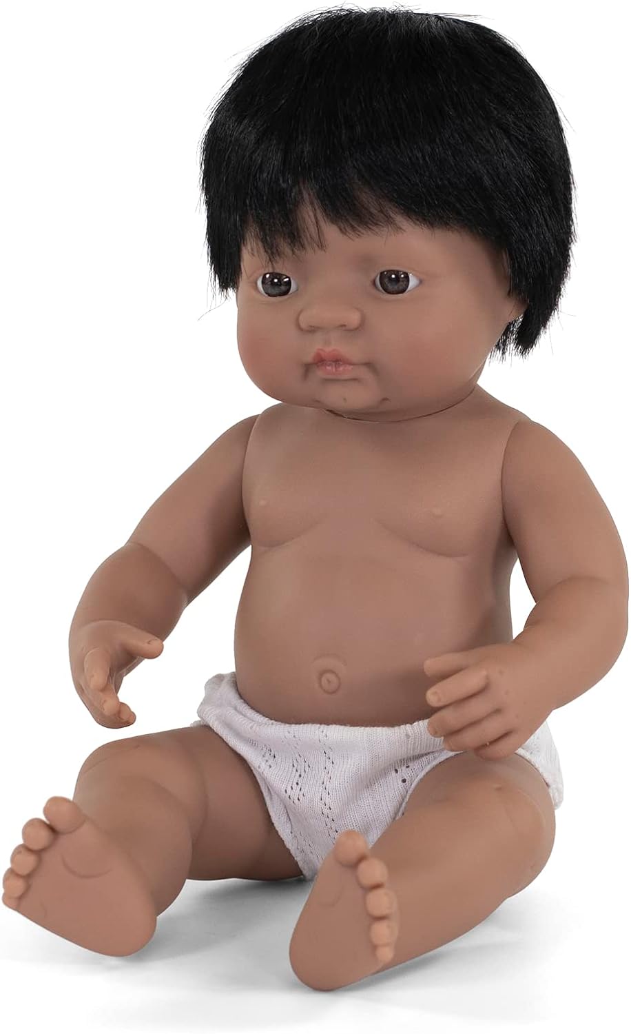 KsmToys Miniland Soft Body Black Hair Baby Doll Boy Native Anatomically Correct Fully Articulated Posable in Size of 15"