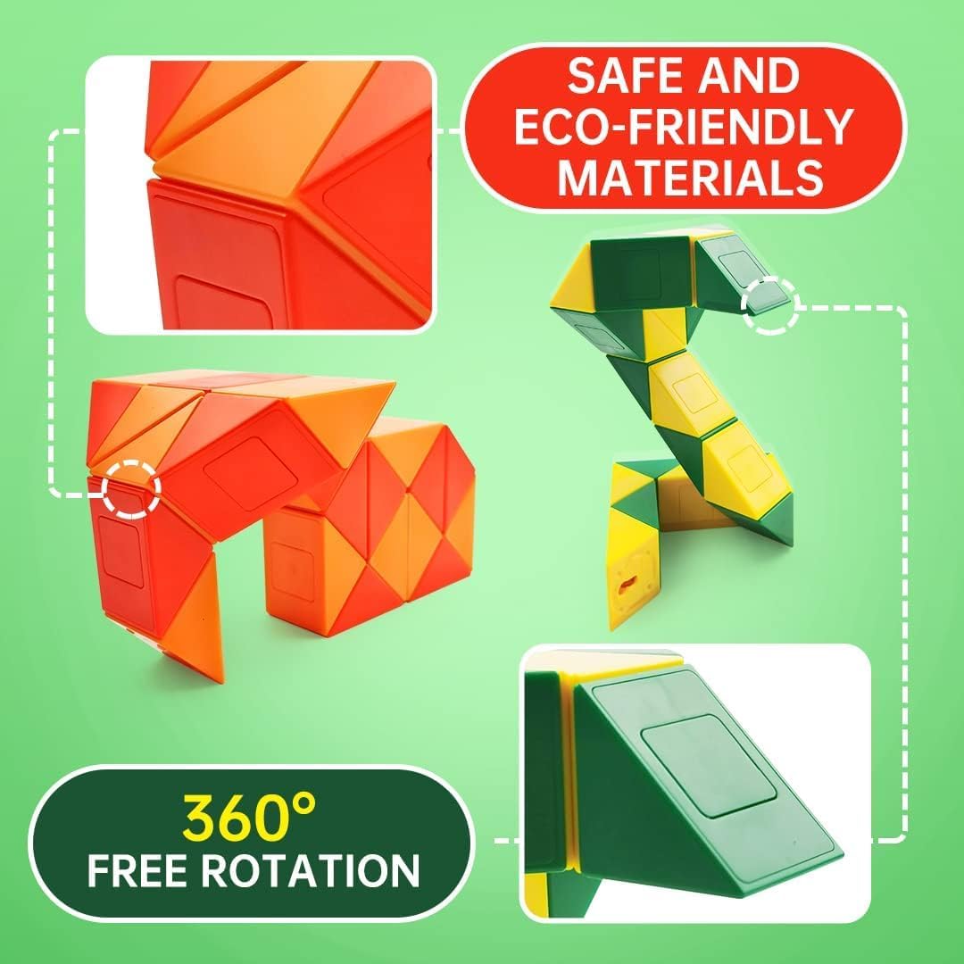 Monster Go Snake Connector Cubes Serpentine 3D Puzzle Game and Stress Relief Fidget Toy - Engaging Activity for Travel, Ideal Gift for Adults and Kids Ages 8 and Up by KsmToys