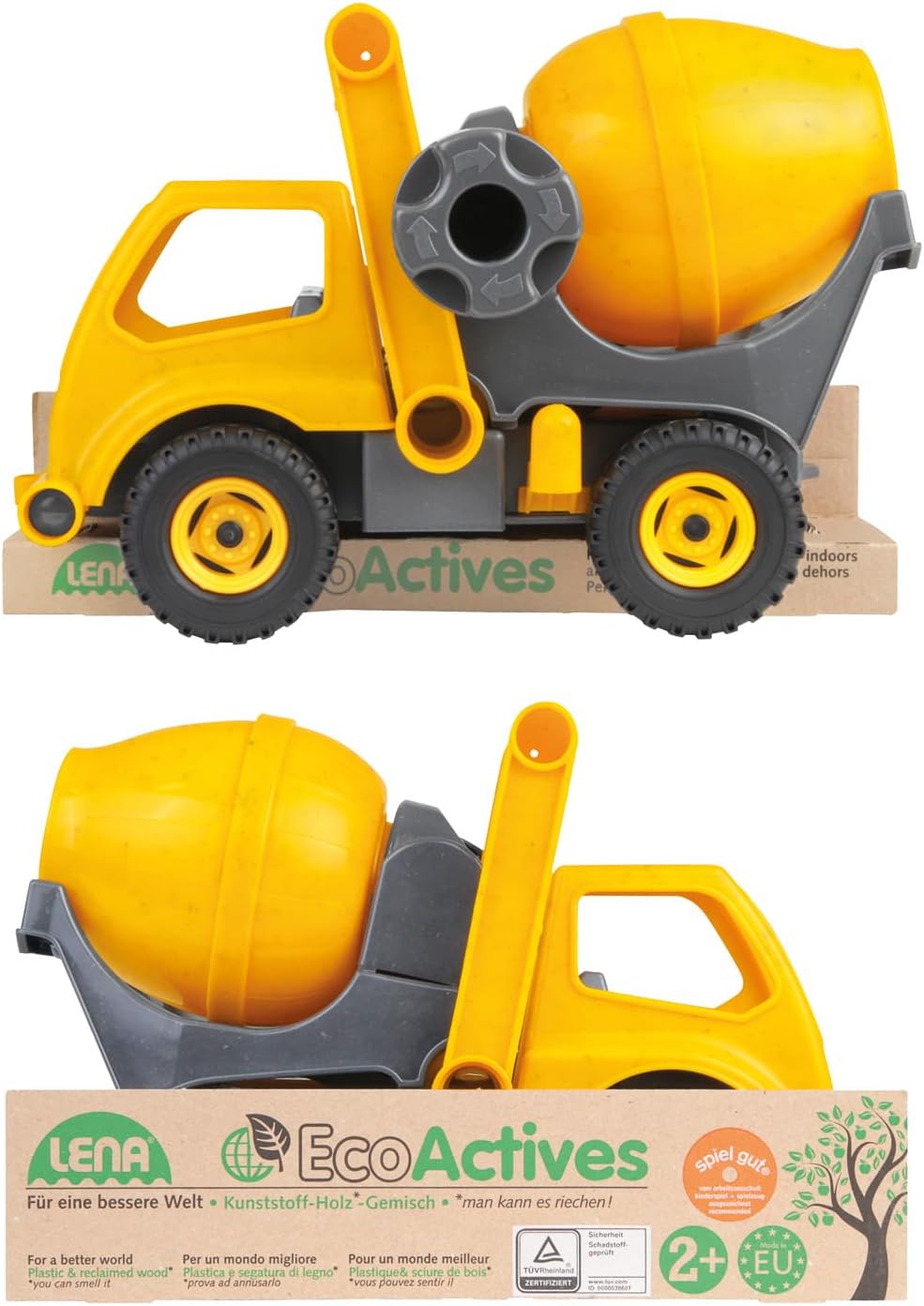 KsmToys Lena Eco Active Cement Mixer Toy Truck for Kids, Easy Grab Handle and Flip Open Cab, Super Sturdy Construction for Real Action (Digging in The Dirt Or Sandbox)
