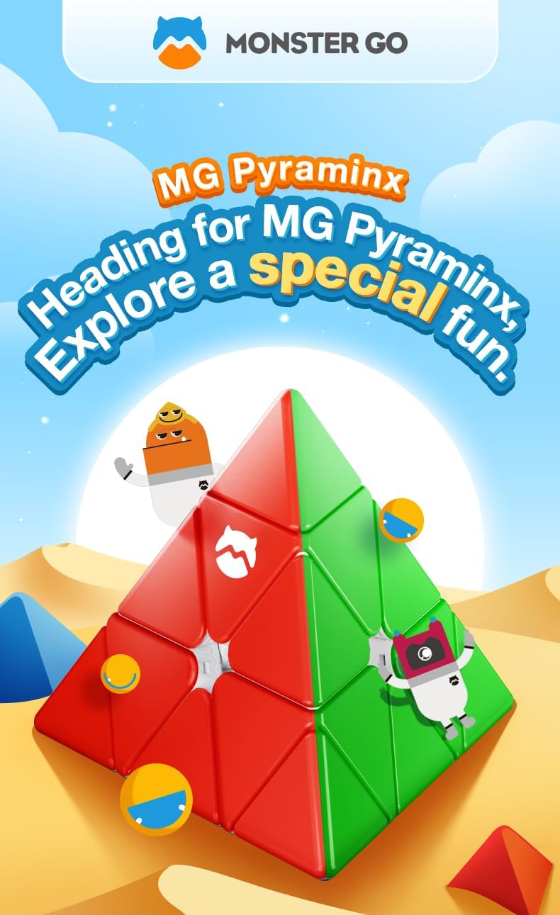 MonsterGo Pyramid Speed Cube 9x9, 4 Colors MG Cube Learning Stickerless Triangle Puzzle Magic Cube by KsmToys