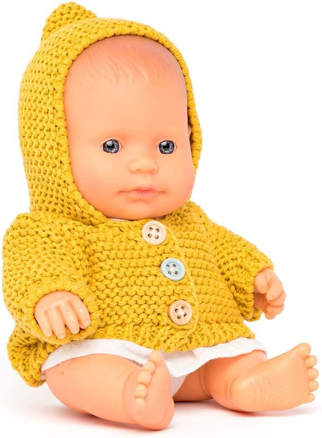 KsmToys Miniland 8.25″ 20cm Soft Body Caucasian Baby Boy Doll with Organic Cotton Clothes BPA-Free Vinyl Anatomically Correct Fully Articulated and Posable