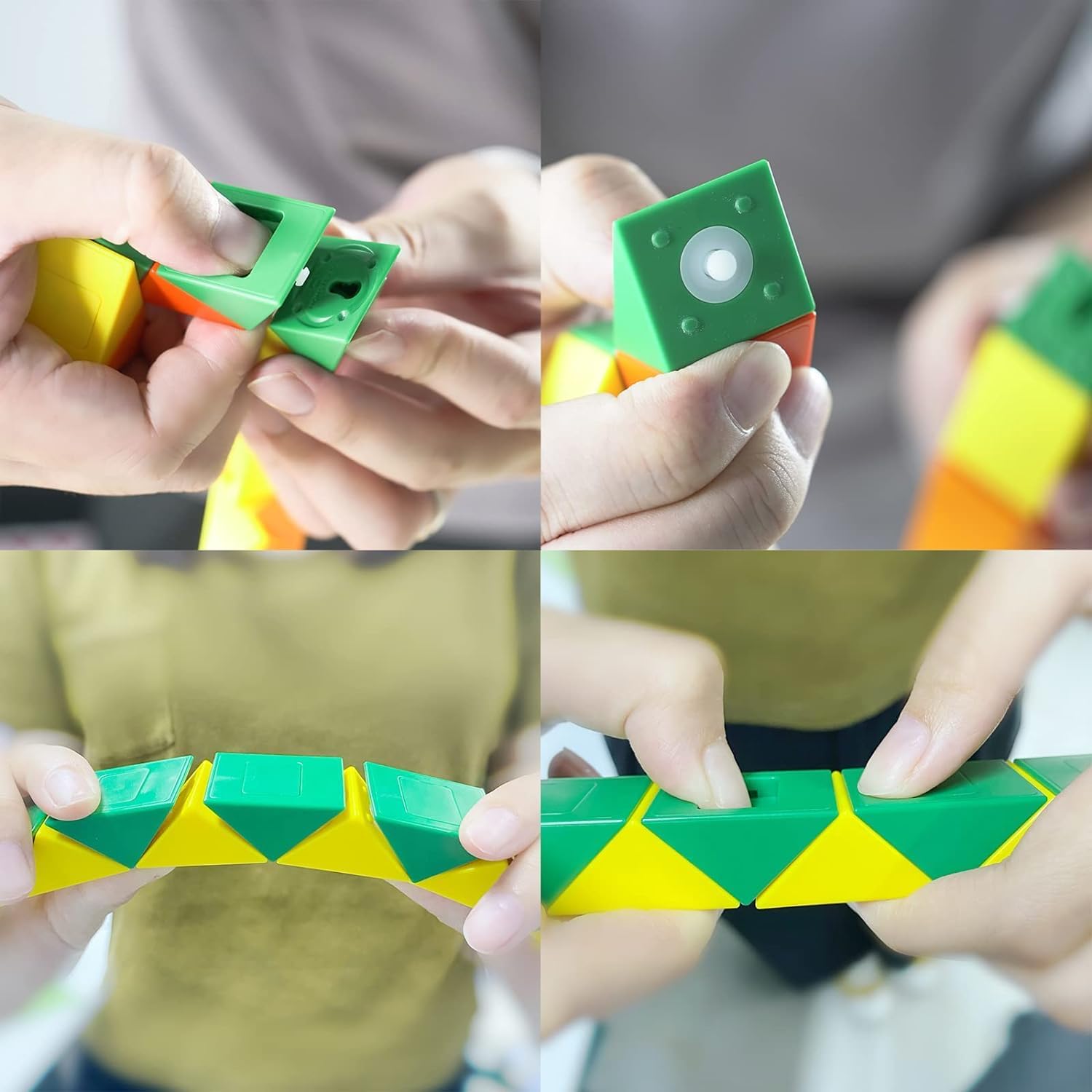 Monster Go Snake Connector Cubes Serpentine 3D Puzzle Game and Stress Relief Fidget Toy - Engaging Activity for Travel, Ideal Gift for Adults and Kids Ages 8 and Up by KsmToys