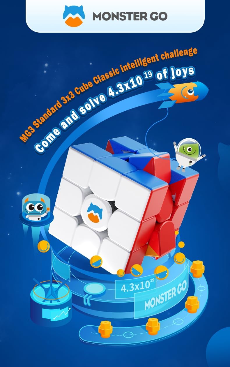 MonsterGo 3x3 Fast Rainbow Training 3 Color Speed Cube MG Cube Learning Series for Kids and Beginners by KsmToys