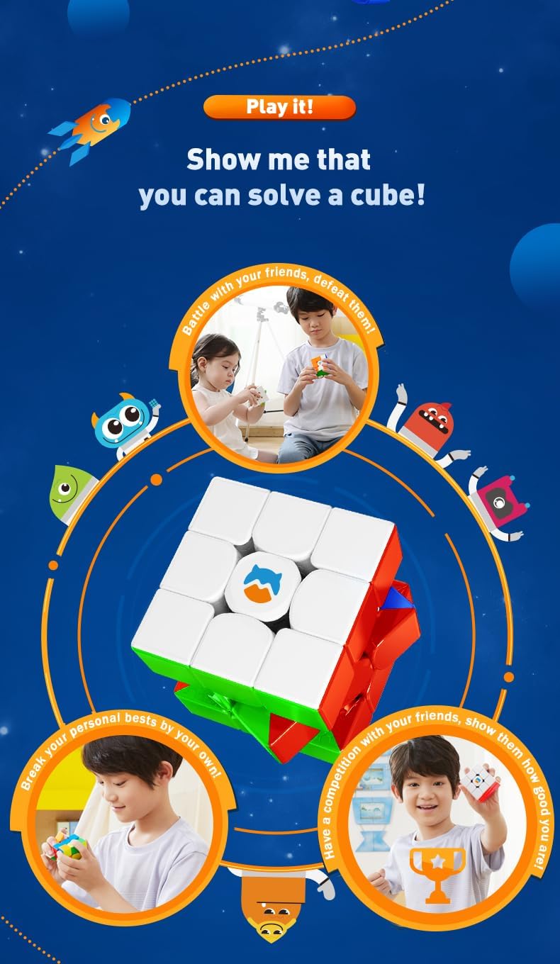 MonsterGo Monster Go Magnetic 3x3 Standard Speed Cube Stickerless 3D Puzzle Toy for Kids Teens and Adults Educational Practice with MG 3 V2 by KsmToys