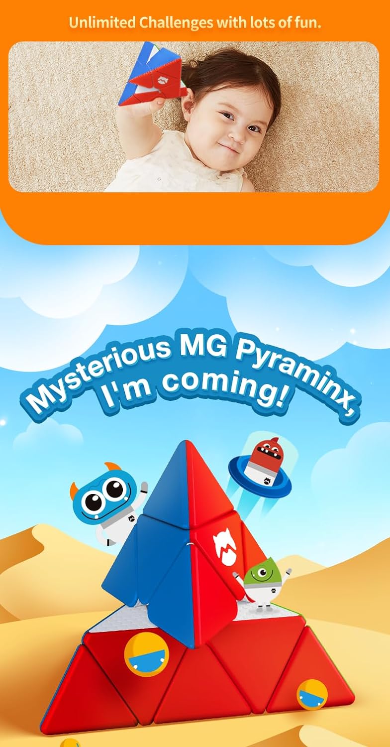 MonsterGo Pyramid Speed Cube 9x9, 4 Colors MG Cube Learning Stickerless Triangle Puzzle Magic Cube by KsmToys