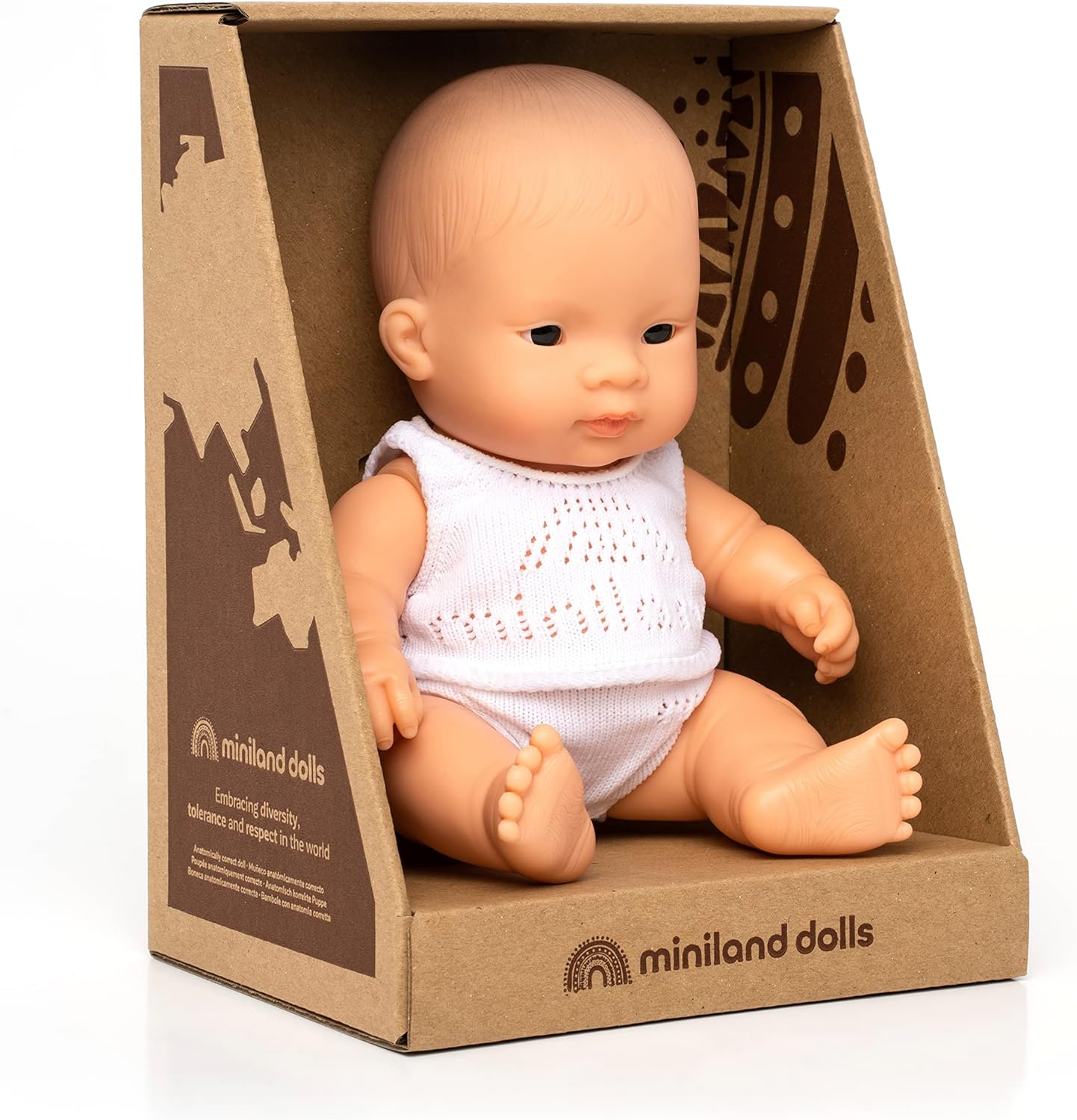 KsmToys Miniland 8.25″ 20cm Soft Body Asian Baby Girl Doll with Organic Cotton Clothes BPA-Free Vinyl Anatomically Correct Fully Articulated and Posable