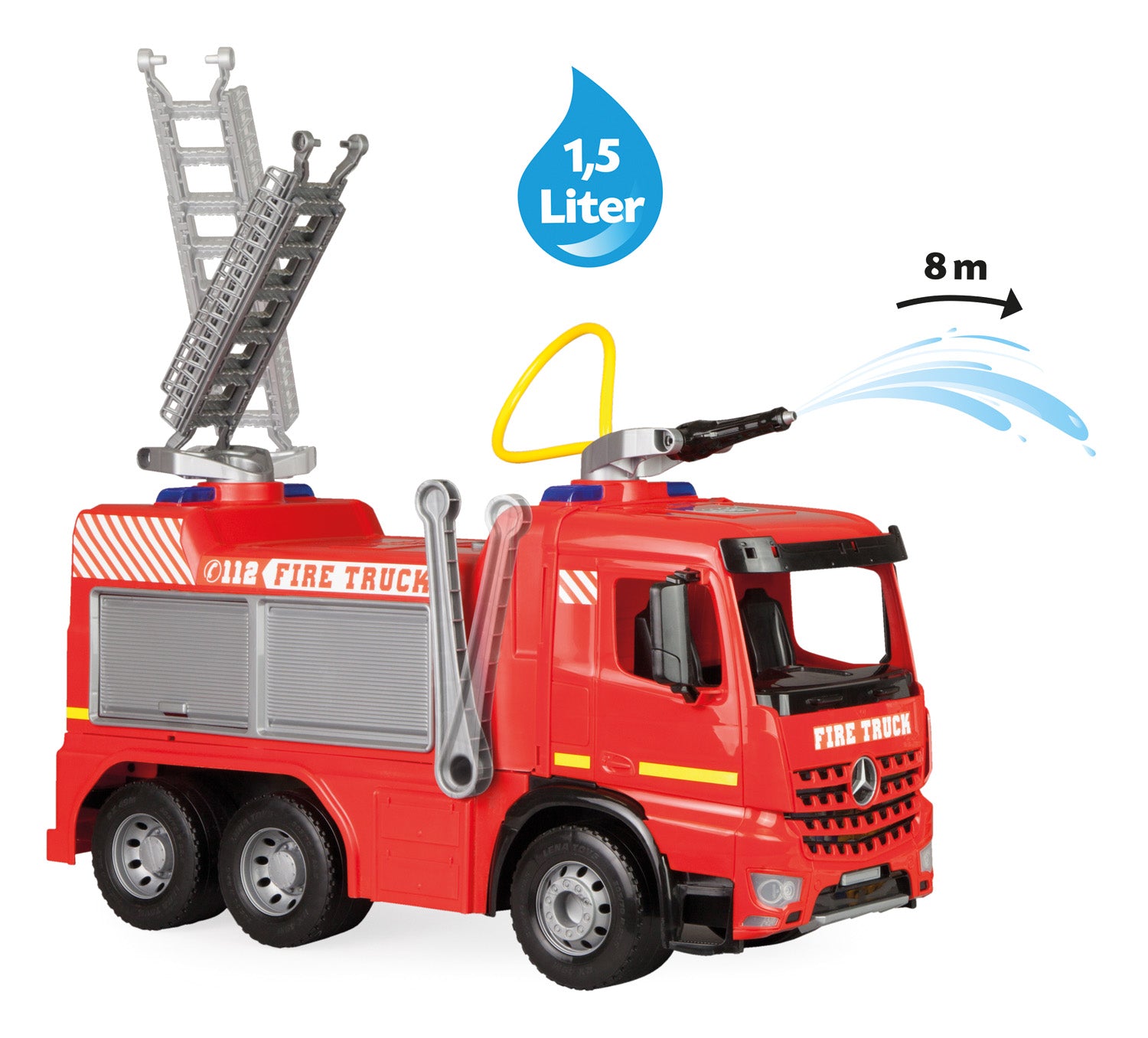 Giant Ride-On Fire Truck Fire Ladder & Real Water Function KsmToys by Lena