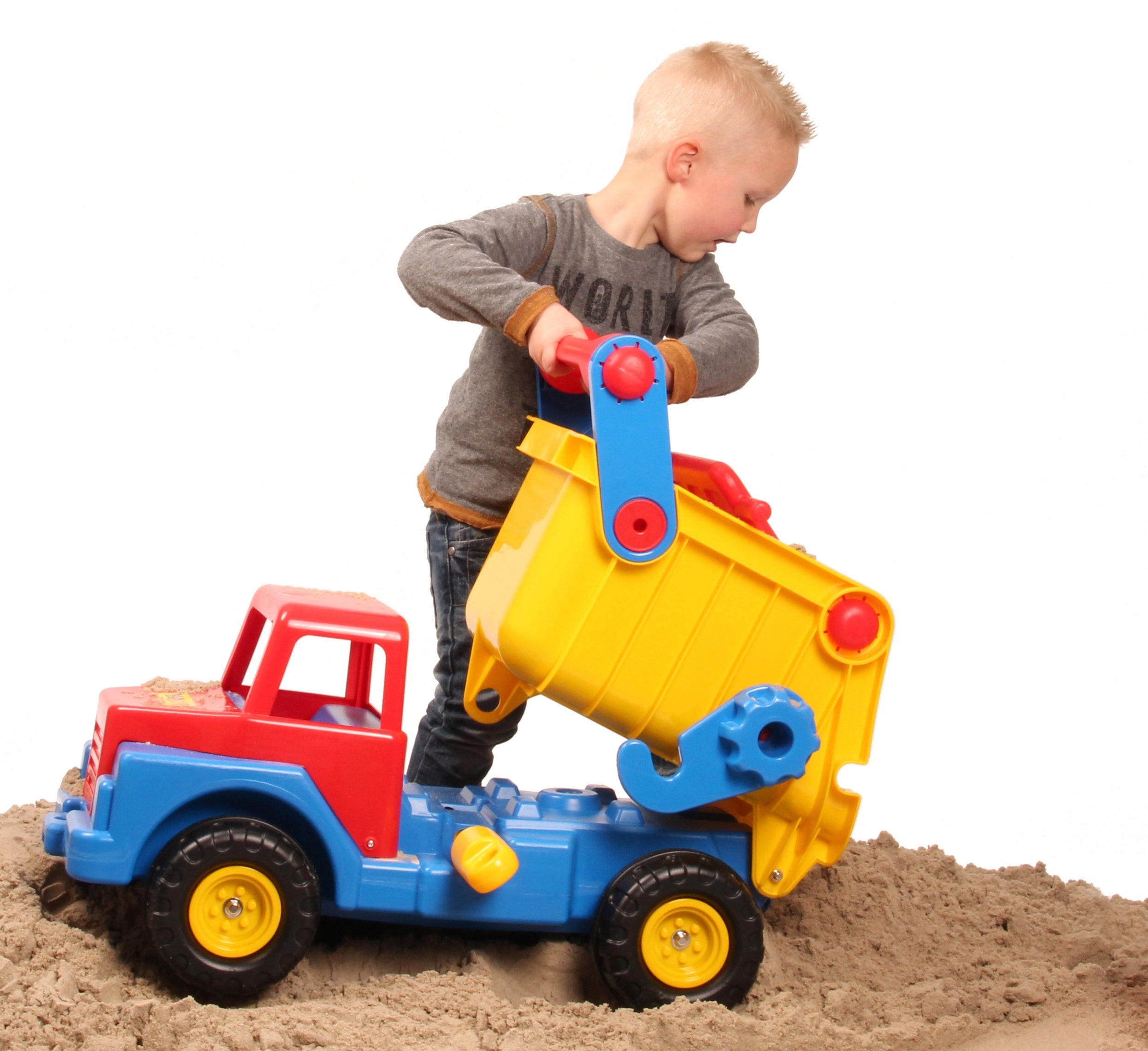 Truck No. 1 Ride On Dump Truck With Easy Grip Handles By Wader Quality Toys