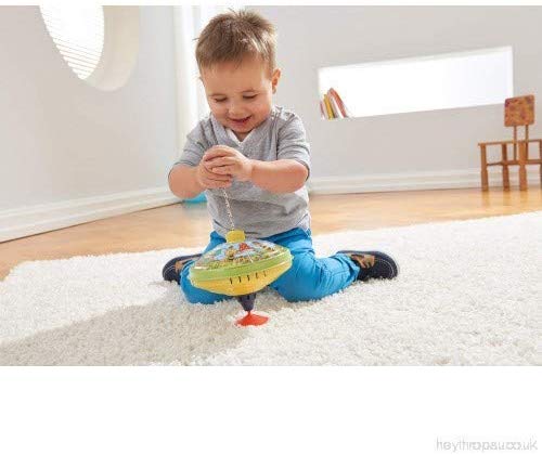Classic Paybox Music Spinning Tin Top Toy from KsmToys by Bolz. The Funny Buzzing Hum Gets Louder As The Top Spins Faster Ages 18 m+