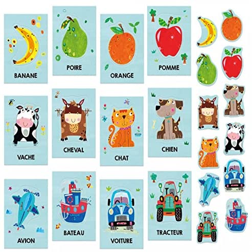 Ecouter Et Prononcier Les Premiers Mots Or Baby Flash Cards for Toddelrs Educational Puzzle Based on Montessori School Learning Method by Headu