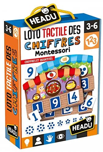 Loto Tactil des Chiffres Montessori or Touch ABC Bingo Retail Store Game to Learn Numbers and Quantities French by Headu