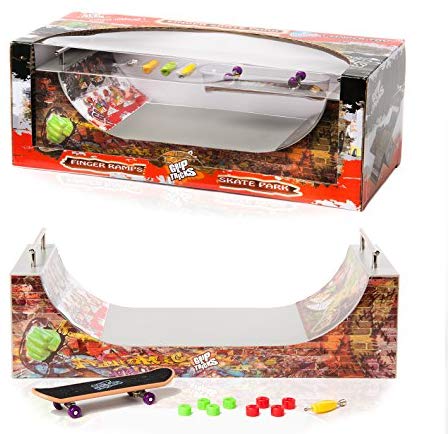 Mini Pro Half Pipe Set with Skateboard and Extra Wheels by Grip & Tricks