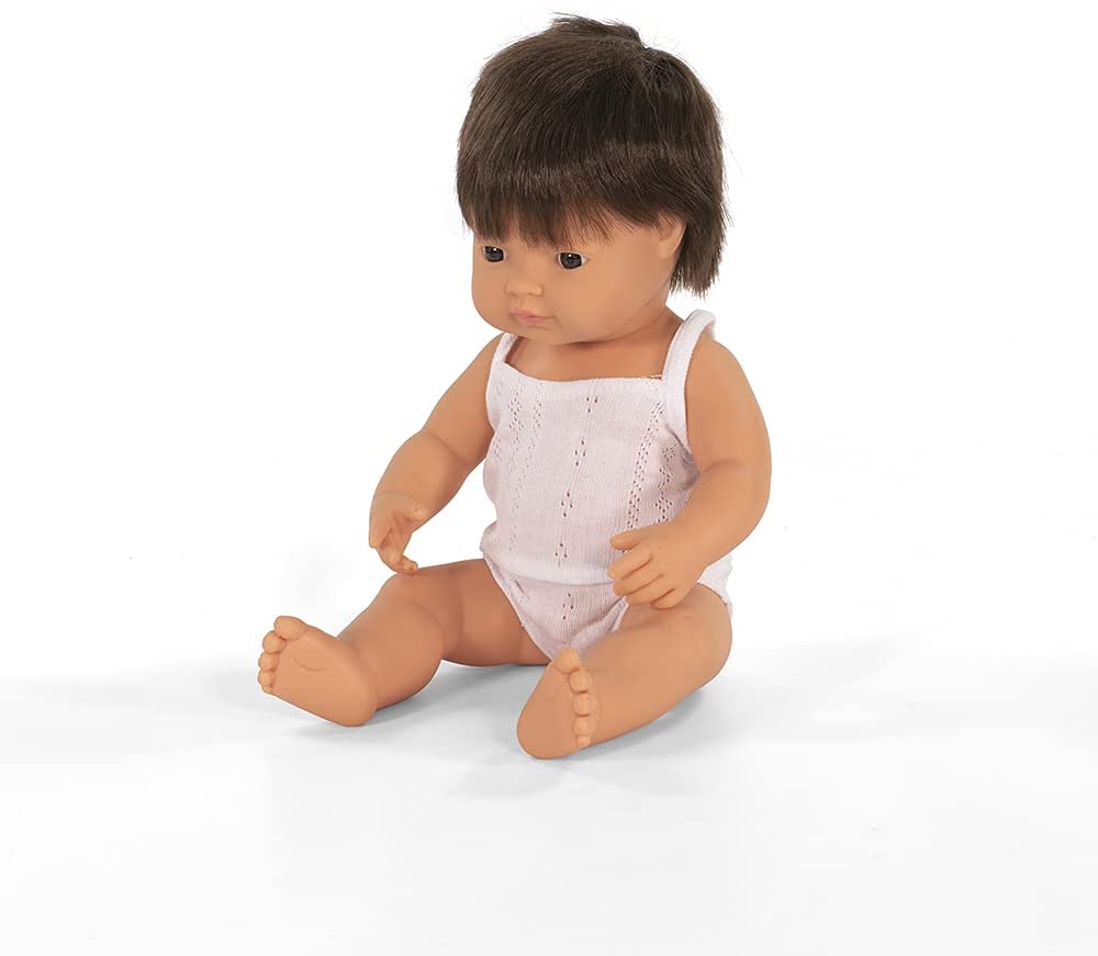 Soft Body Brunette Hair Baby Doll Boy Caucasian Anatomically Correct Fully Articulated Posable in Size of 15"