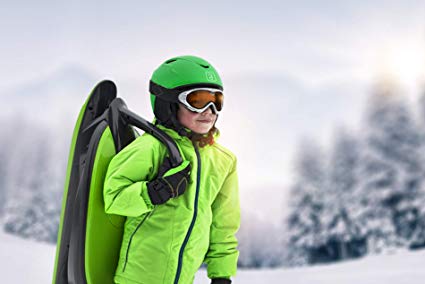 Snow Sled Skidrifter Ski Sled for Kids and Adults with Manual Stability Program Button in Monster BLUE ICE Gizmo Riders