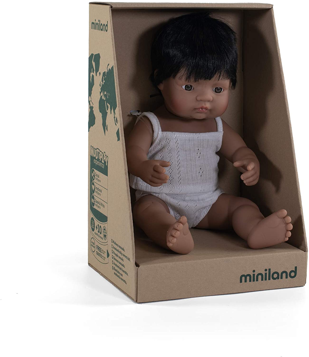 Soft Body Black Hair Baby Doll Boy Hispanic Anatomically Correct Fully Articulated Posable in Size of 15"
