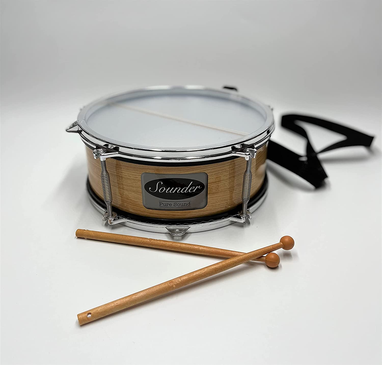 Tap-Along Sounder Snare Drum with Double Sided Batter Head Toy Tambourine Drum for Kids, Musical Instrument for Children 12 Months and Up Realistic Look with 2 Drum Sticks 10X10X4
