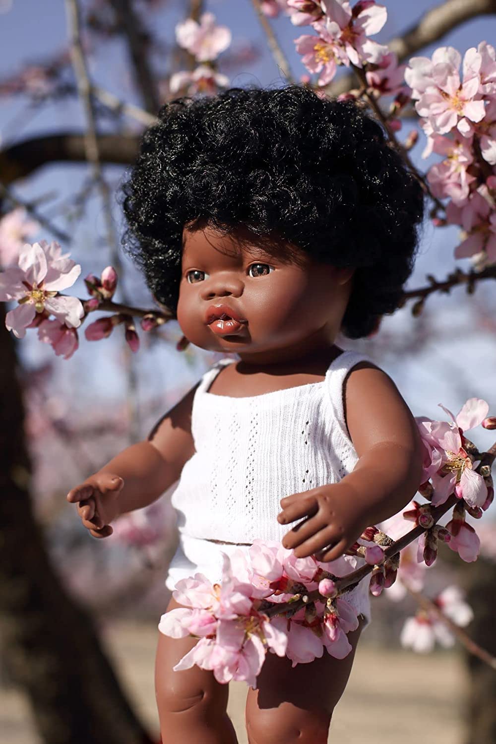 Soft Body Black Hair Baby Doll Girl African Anatomically Correct Fully Articulated Posable in Size of 15"