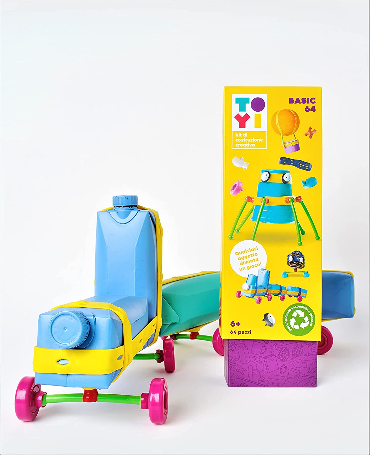 Toyi Builder Fidget Construction Building Toy Creative Colorful Fun Eco-Friendly Play Set 64Pcs