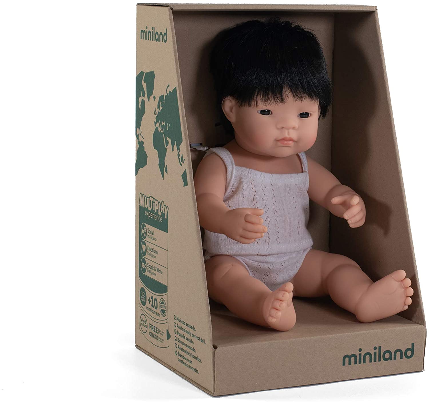 Soft Body Black Hair Baby Doll Boy Asian Anatomically Correct Fully Articulated Posable in Size of 15"
