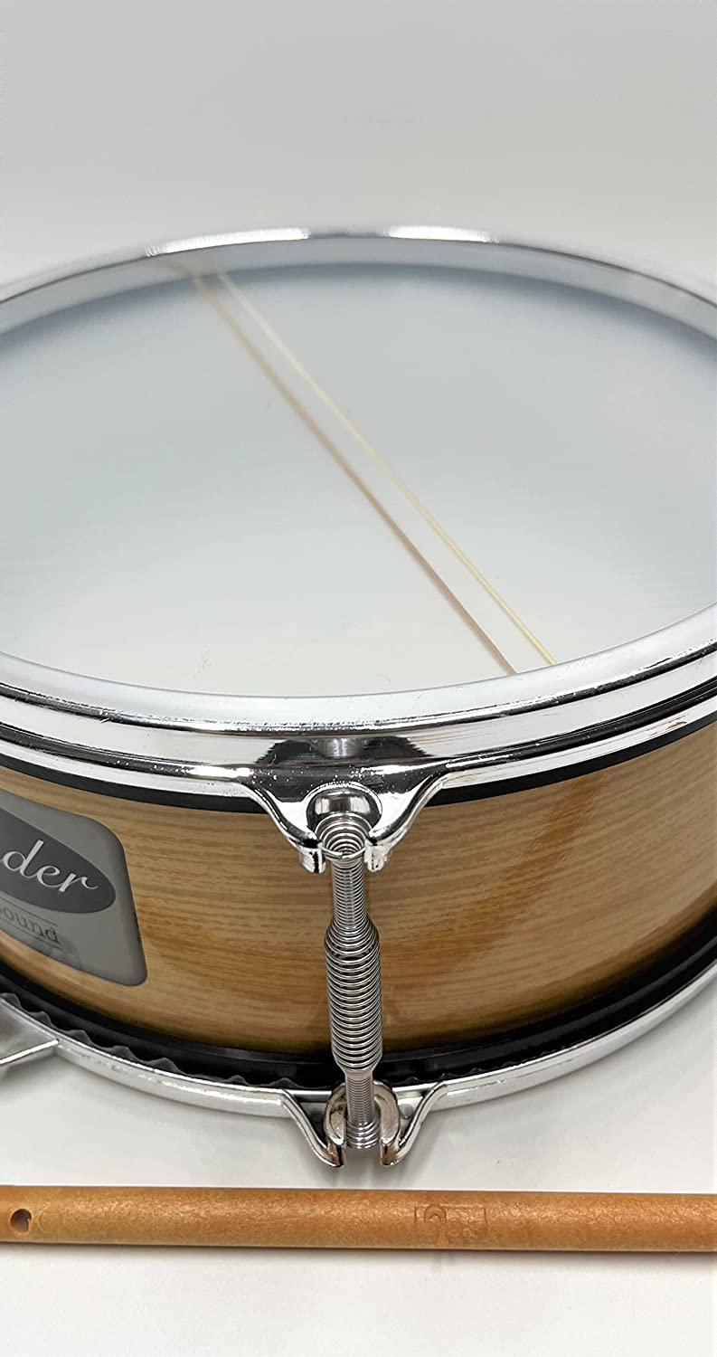 Tap-Along Sounder Snare Drum with Double Sided Batter Head Toy Tambourine Drum for Kids, Musical Instrument for Children 12 Months and Up Realistic Look with 2 Drum Sticks 10X10X4
