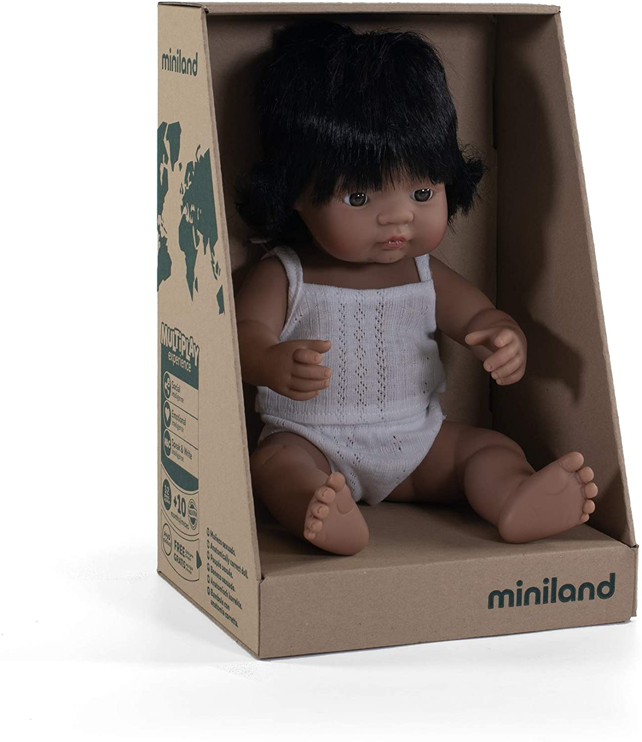 Soft Body Black Hair Baby Doll Girl Hispanic Anatomically Correct Fully Articulated Posable in Size of 15"