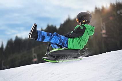 Snow Sled Skidrifter Ski Sled for Kids and Adults with Manual Stability Program Button in Monster BLUE ICE Gizmo Riders