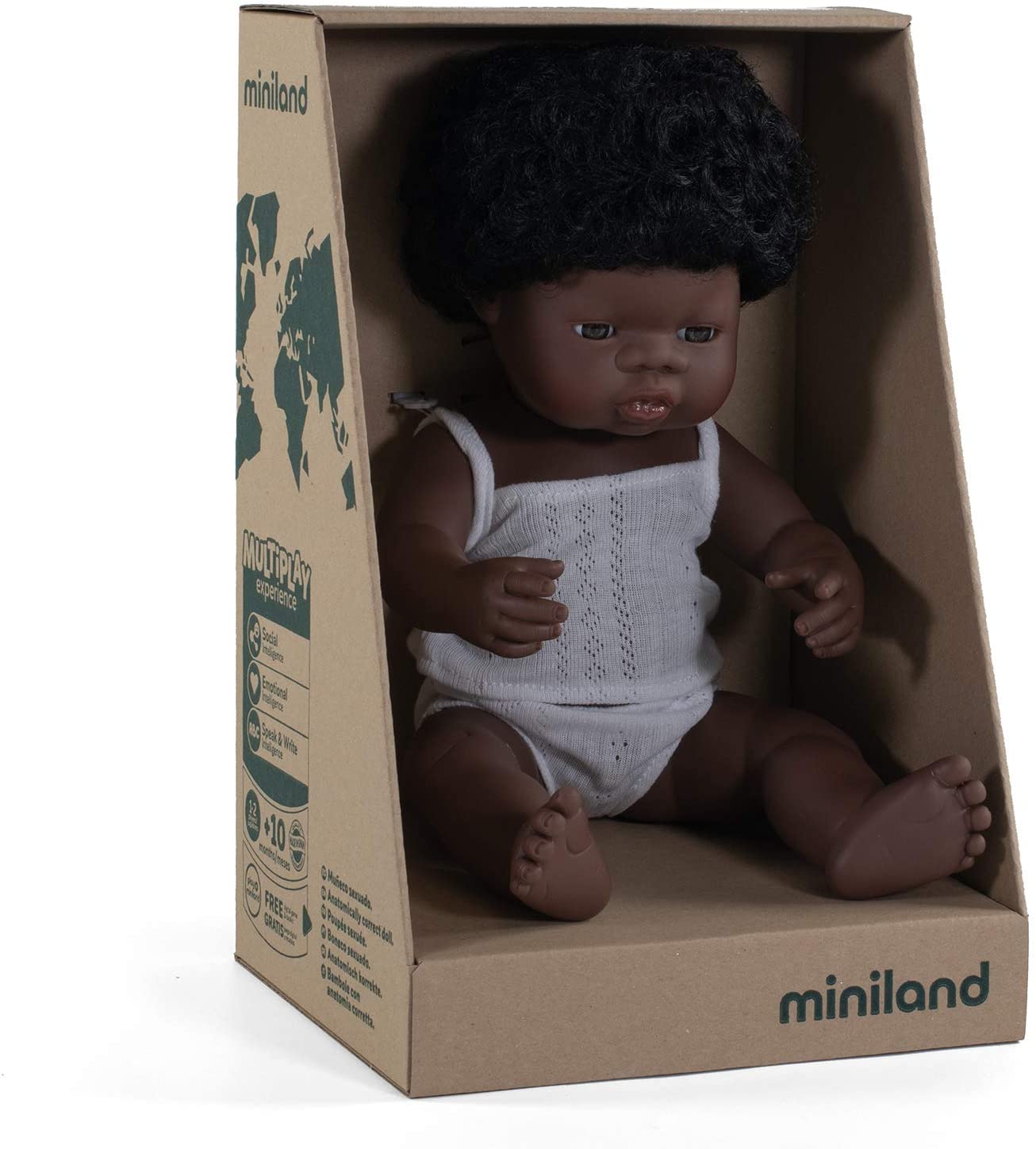 Soft Body Black Hair Baby Doll Girl African Anatomically Correct Fully Articulated Posable in Size of 15"