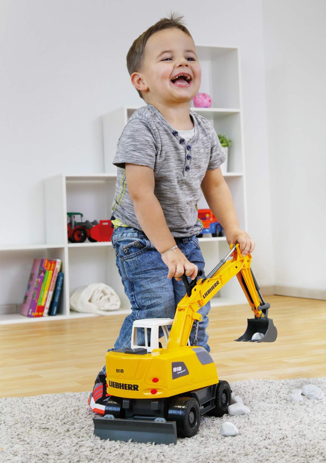 Liebherr A918 Litronic Excavator for 3-Year-Old Boys and Girls Realistic 1:15 Scale Model By Lena From KsmToys