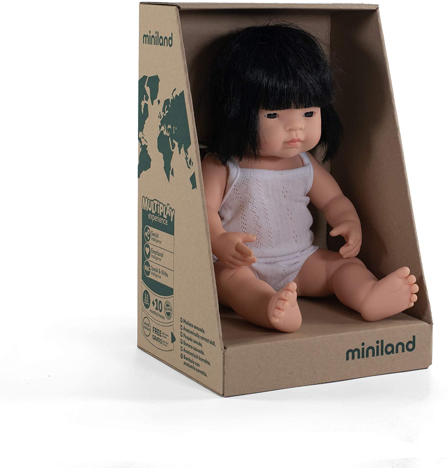 Soft Body Black Hair Baby Doll Girl Asian Anatomically Correct Fully Articulated Posable in Size of 15