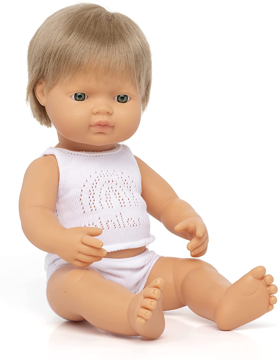 Soft Body Blond Hair Baby Doll Boy Caucasian Anatomically Correct Fully Articulated Posable in Size of 15"