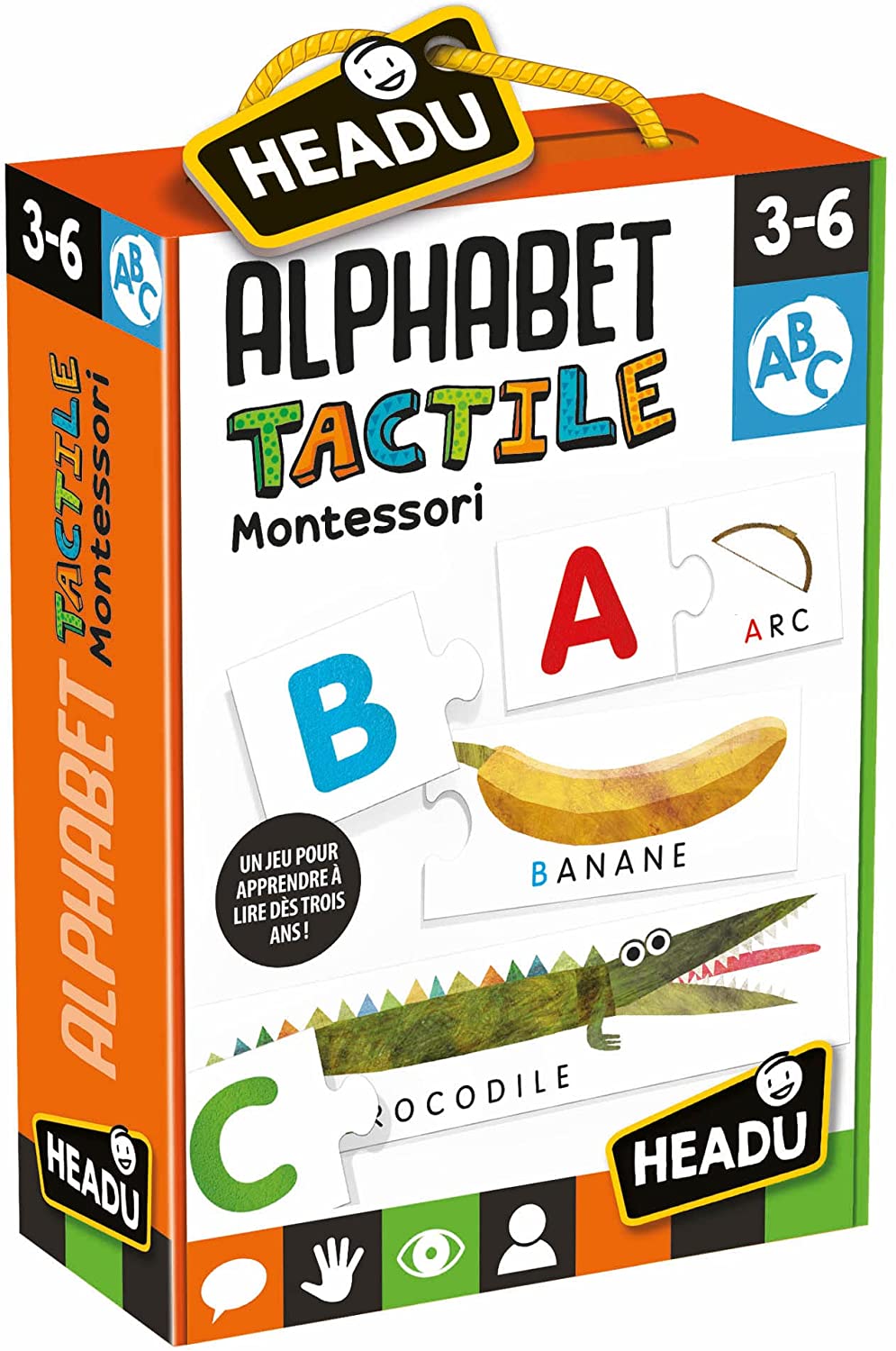 Alphabet Tactile French Language Game Eduational Puzzle for Learning to Read at The Age of Three Inspired by Montessori Schools by Headu