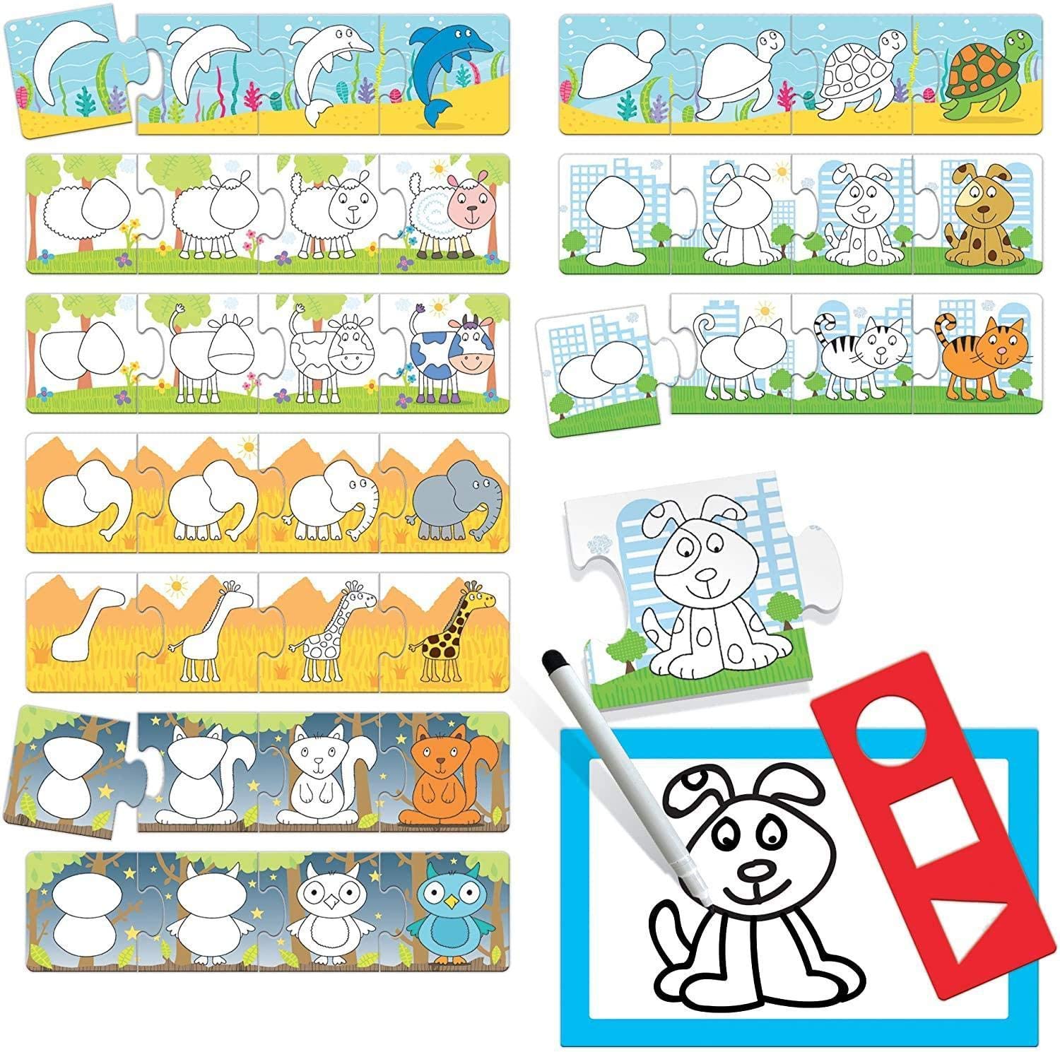 Easy to Follow Learn & Draw Simple Animals Step by Step Drawing Kit for Children for KsmToys by Headu