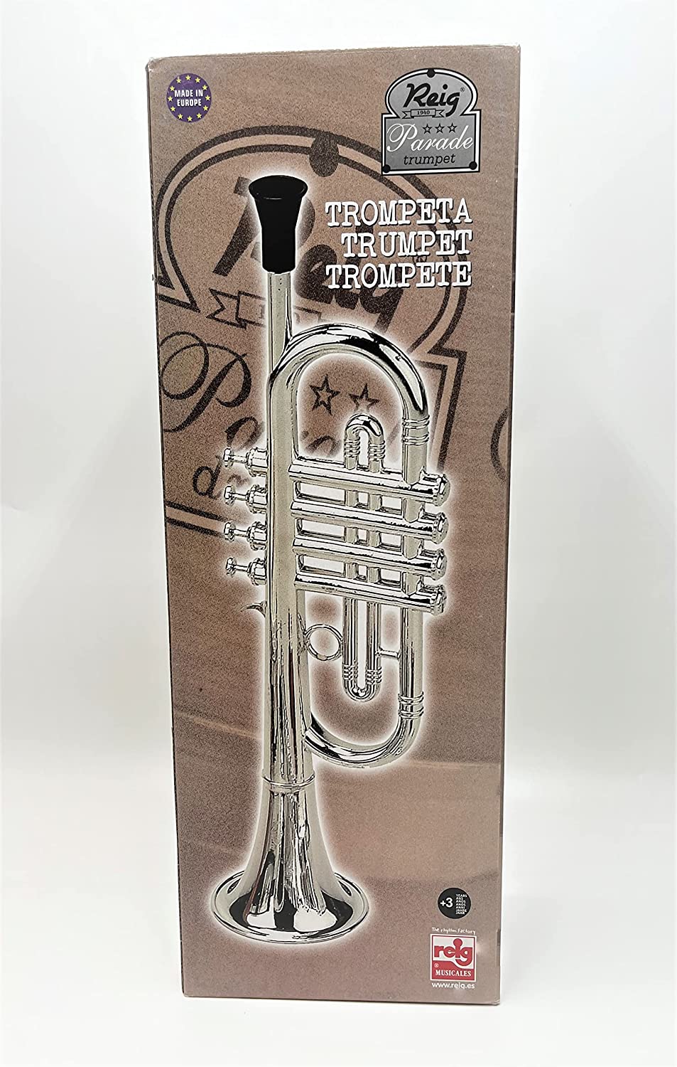 My First Toy Trumpet for Kids in Silver Finish With 4 Keys is a Great Learning Kid Toy Instrument and Teaching Tool for Children Ages 3+ BPA Free.
