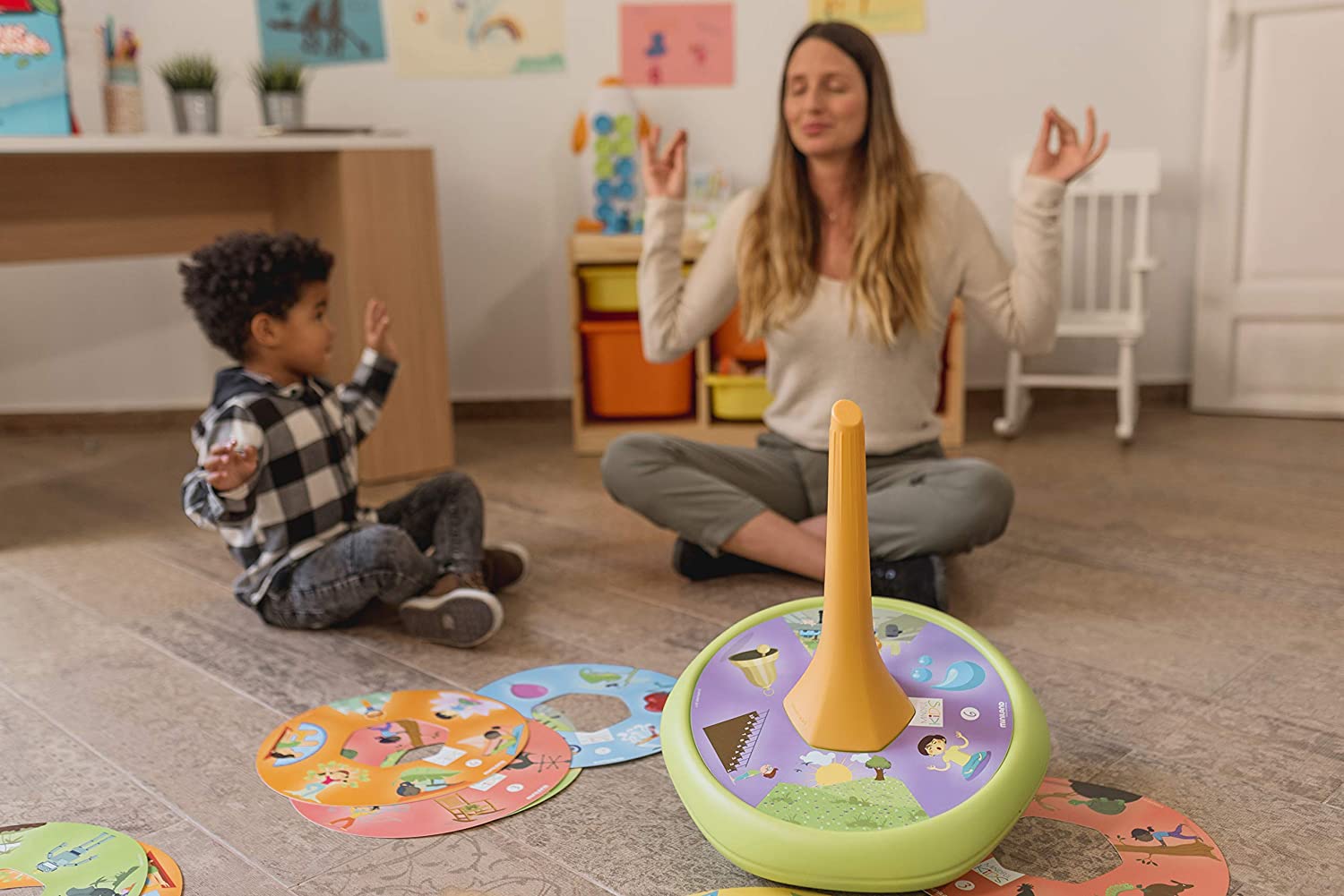 Miniland Mindful Kids Spinning Top, Orange/Yellow Mindfulness Game