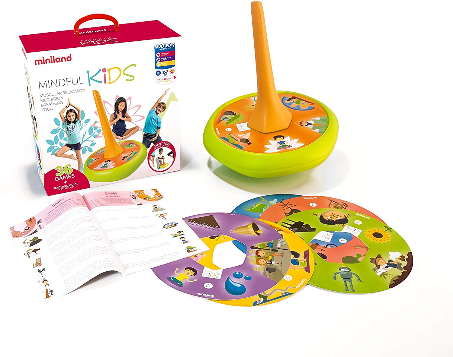 Miniland Mindful Kids Spinning Top, Orange/Yellow Mindfulness Game