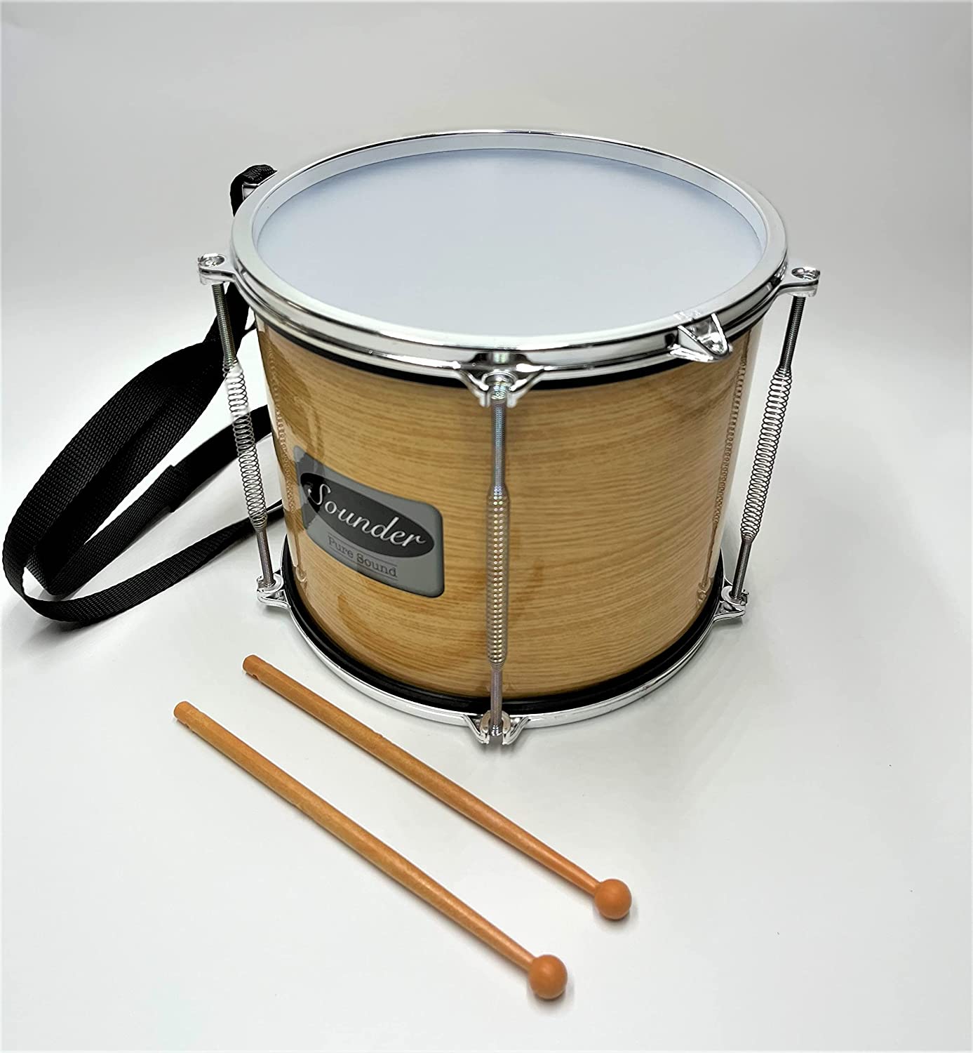 Tap-Along Sounder Timbal Drum with Double Sided Batter Head Toy Tambourine Drum for Kids, Musical Instrument for Children 12 Months and Up Realistic Look with 2 Drum Sticks 10X10X8