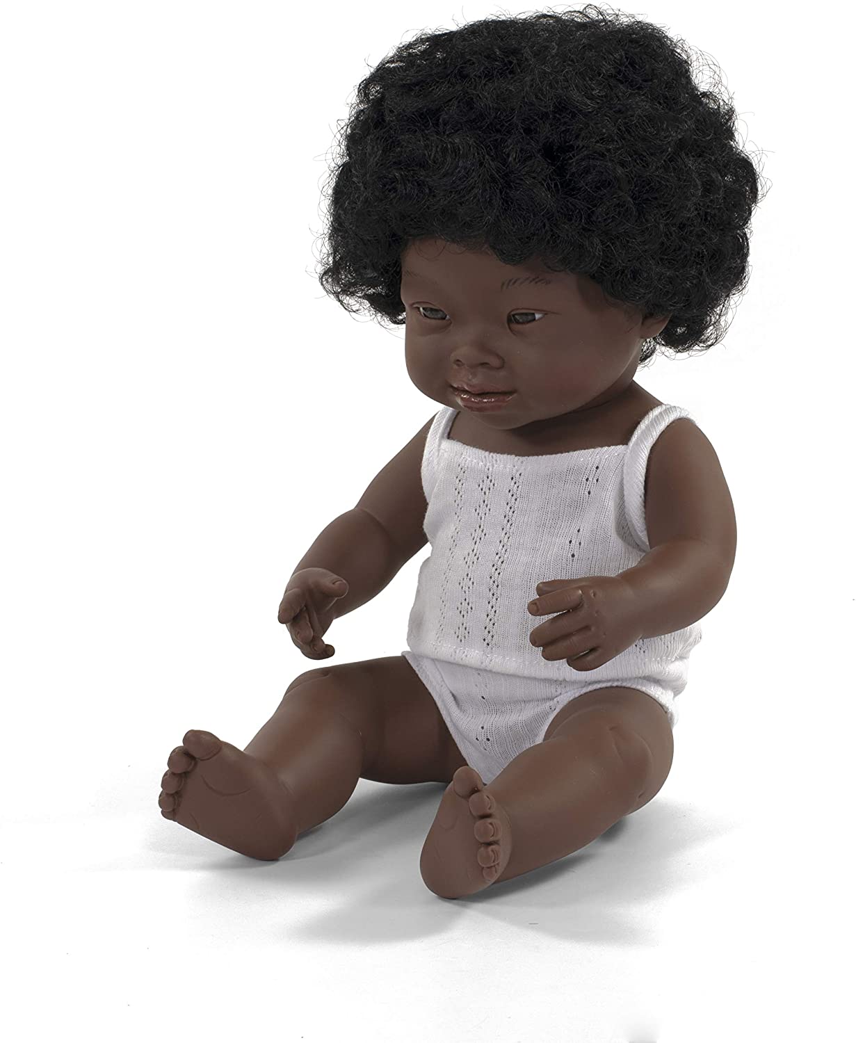 Soft Body Black Hair Down Syndrome Baby Doll Girl African Anatomically Correct Fully Articulated Posable in Size of 15"