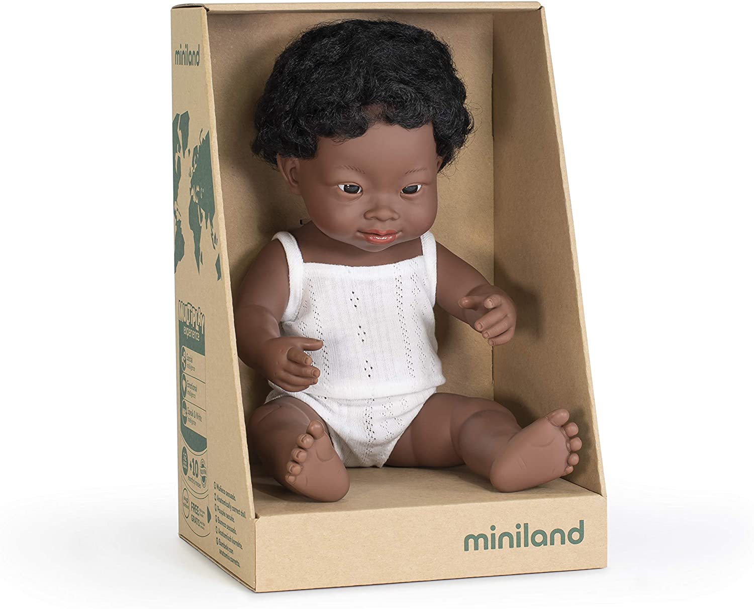 Soft Body Black Hair Down Syndrome Baby Doll Boy African Anatomically Correct Fully Articulated Posable in Size of 15"
