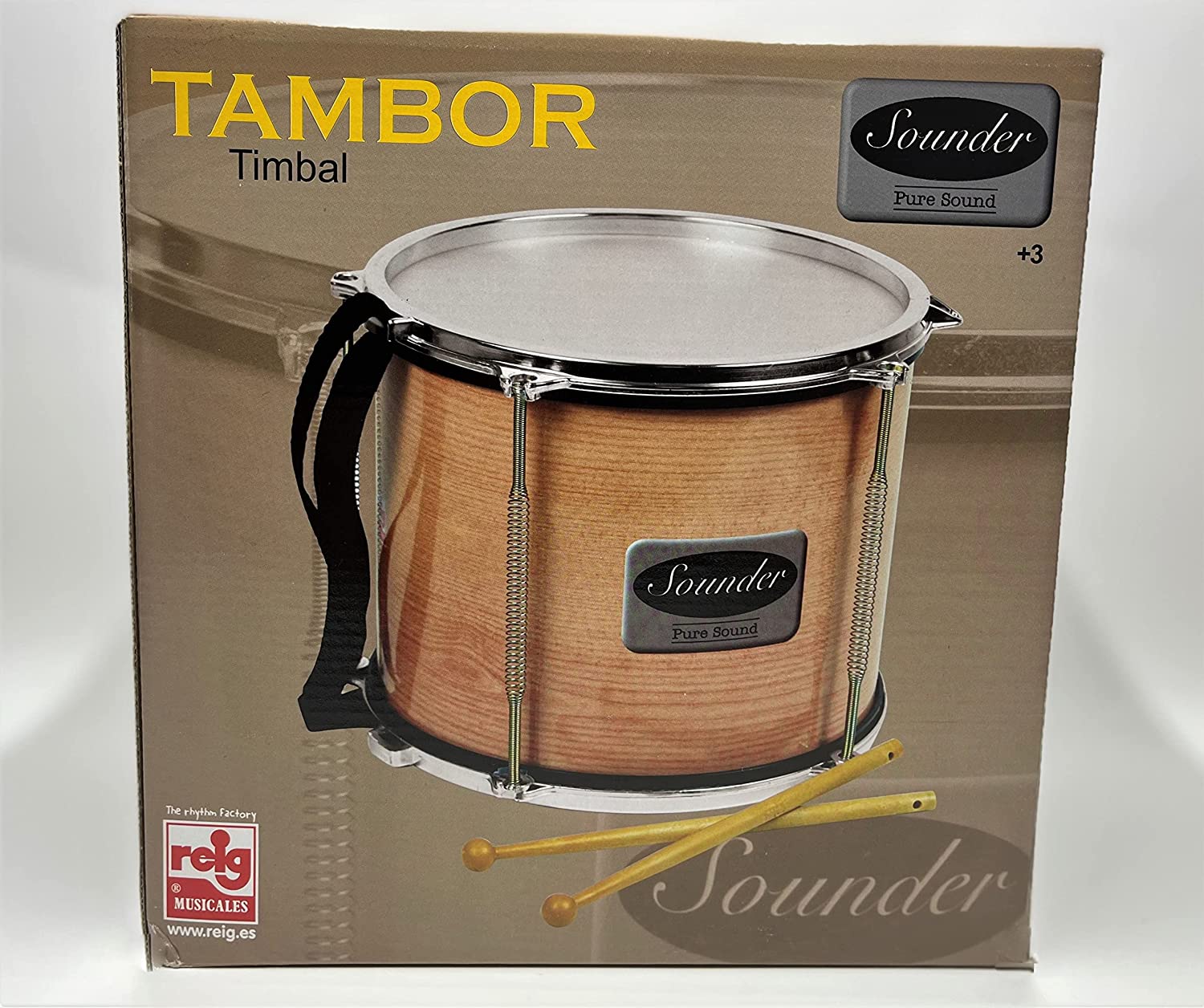 Tap-Along Sounder Timbal Drum with Double Sided Batter Head Toy Tambourine Drum for Kids, Musical Instrument for Children 12 Months and Up Realistic Look with 2 Drum Sticks 10X10X8
