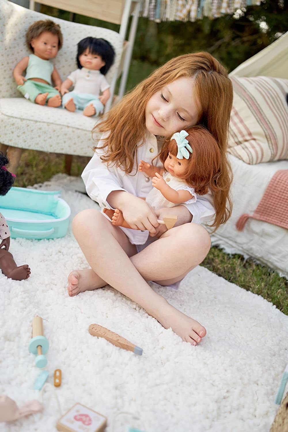Soft Body Red Hair Baby Doll Girl Caucasian Anatomically Correct Fully Articulated Posable in Size of 15"
