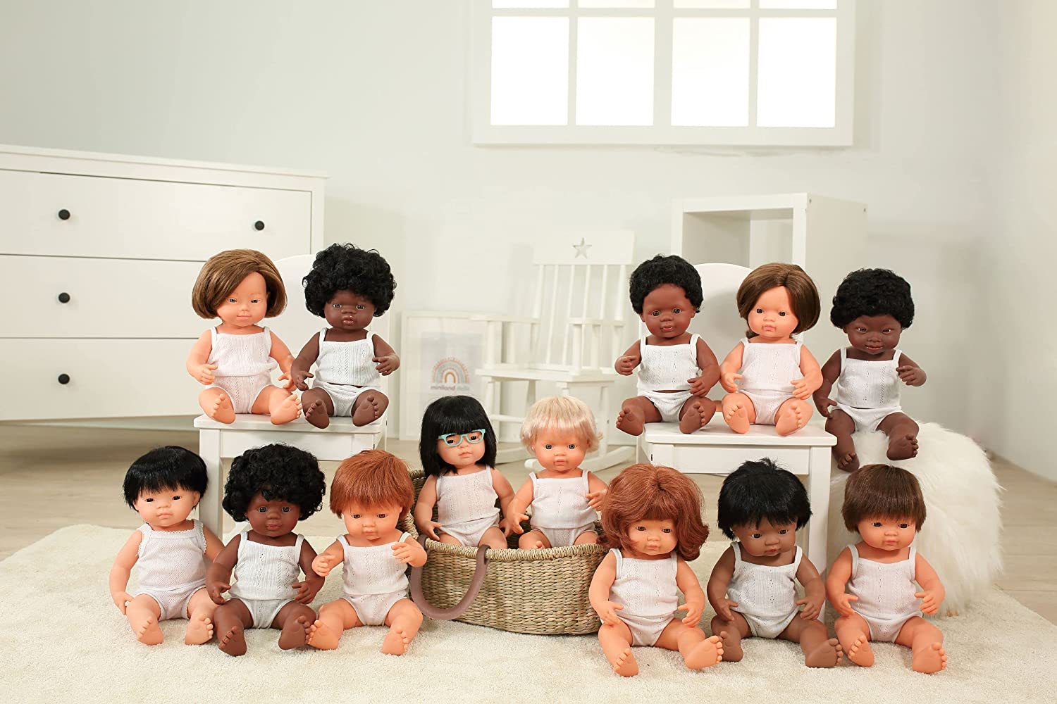 Soft Body Brown Hair Down Syndrome Baby Doll Girl Caucasian Anatomically Correct Fully Articulated Posable in Size of 15"