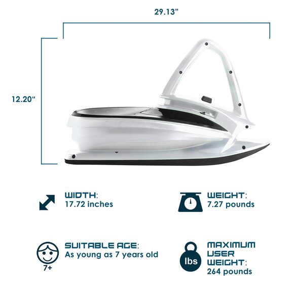 Snow Sled Skidrifter Ski Sled for Kids and Adults with Manual Stability Program Button in Monster BLUE ICE Gizmo Riders