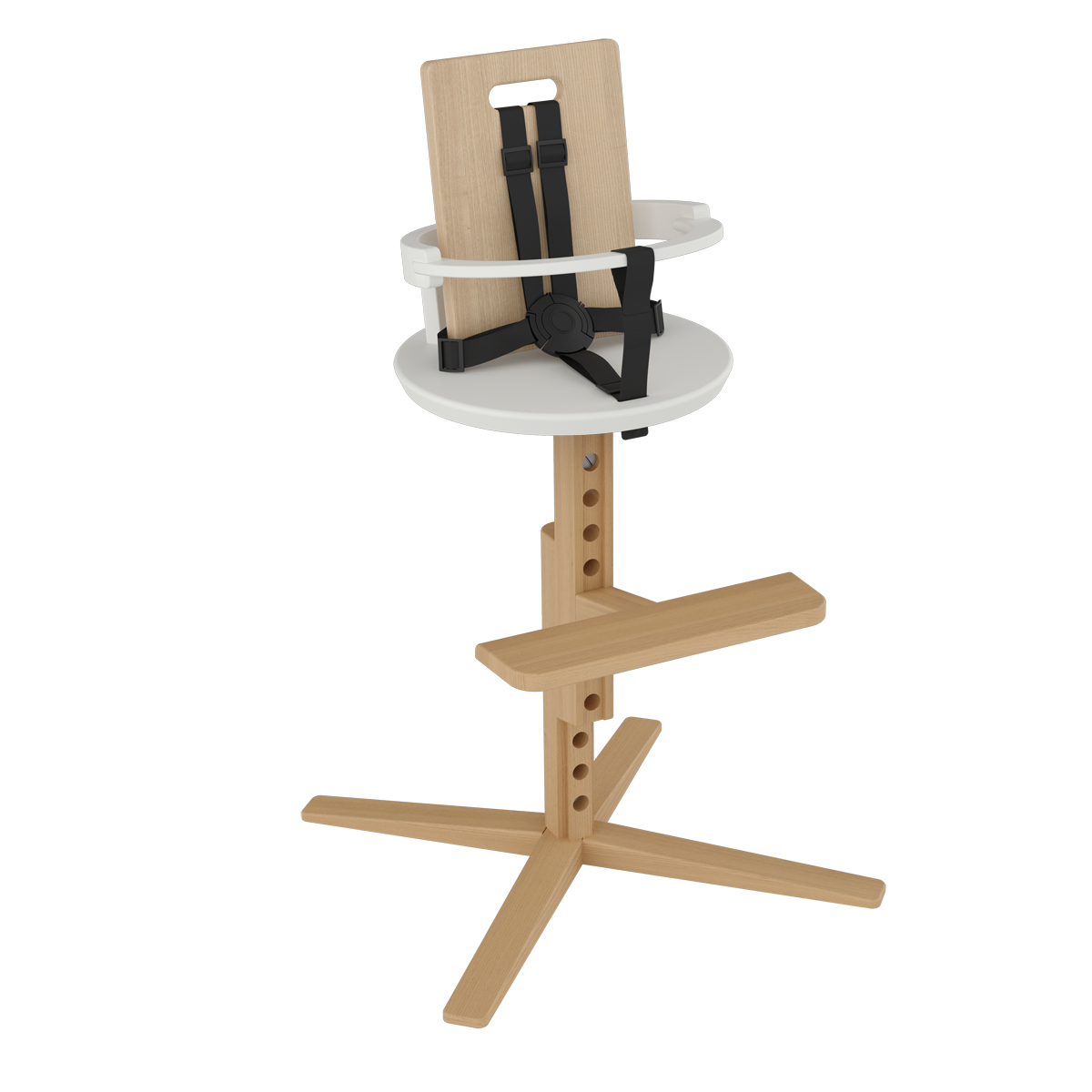 Froc Euro Design High Chair Seat For Baby to Kids With Safety Rail and 5 point harness WHITE