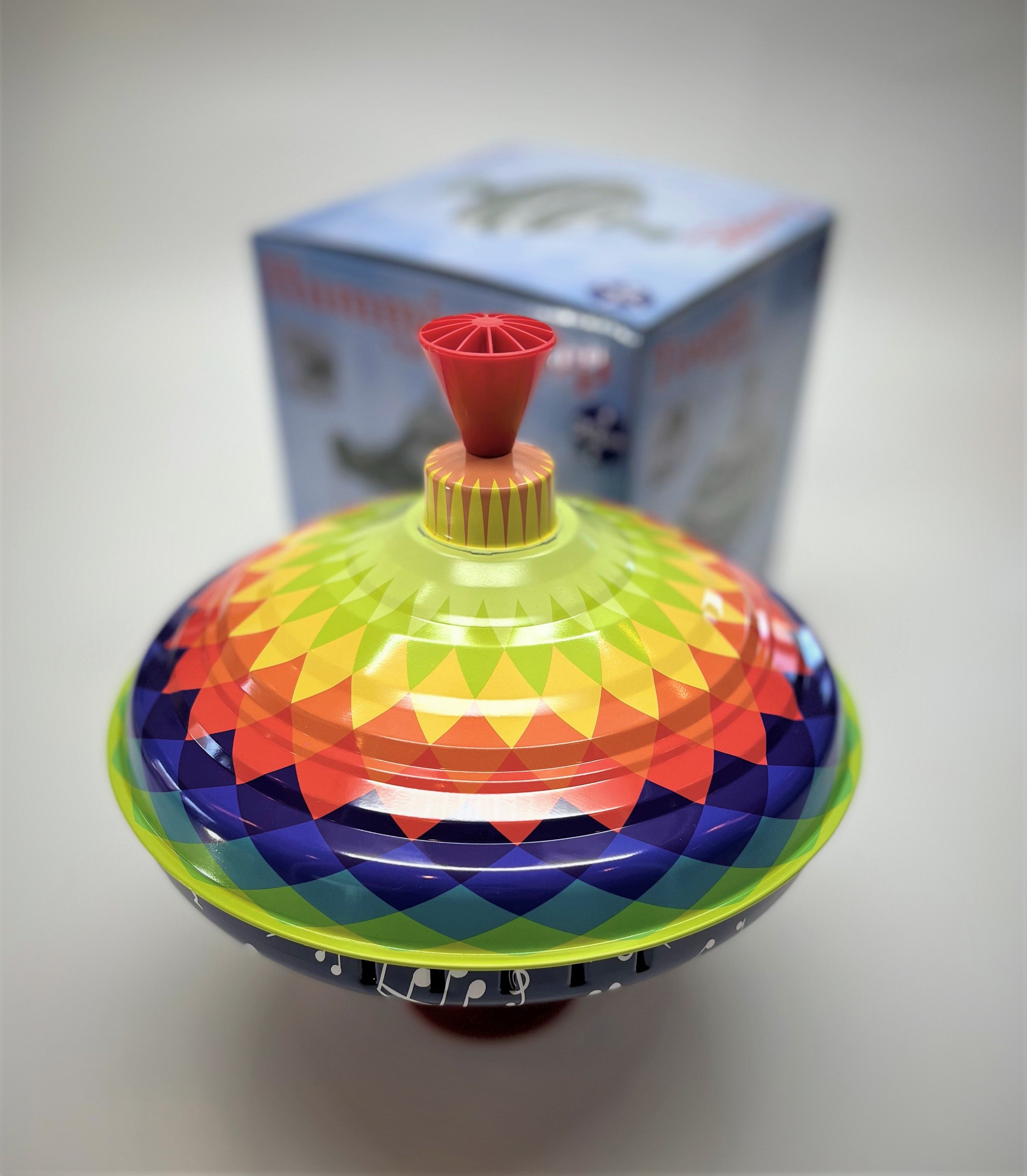 Classic Choral Multicolor Spinning Tin Top Toy from KsmToys The Funny Buzzing Hum Gets Louder As The Top Spins Faster, 9x9x9 Ages 18 m+