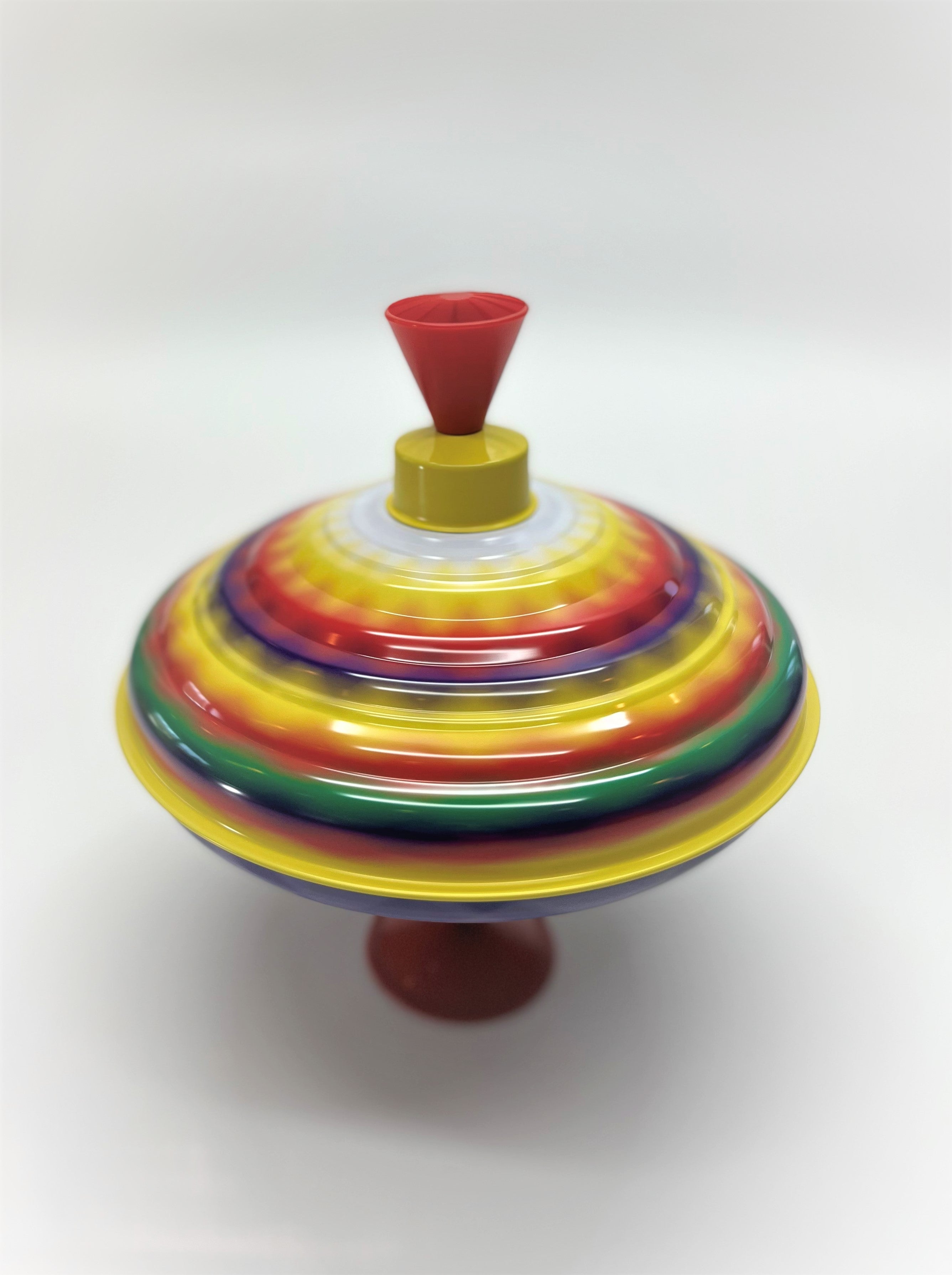 Classic Multicolor Spinning Tin Top Toy from KsmToys by Bolz. The Funny Buzzing Hum Gets Louder As The Top Spins Faster, 7.5" x 7.5" x 7.5" Ages 18 m+