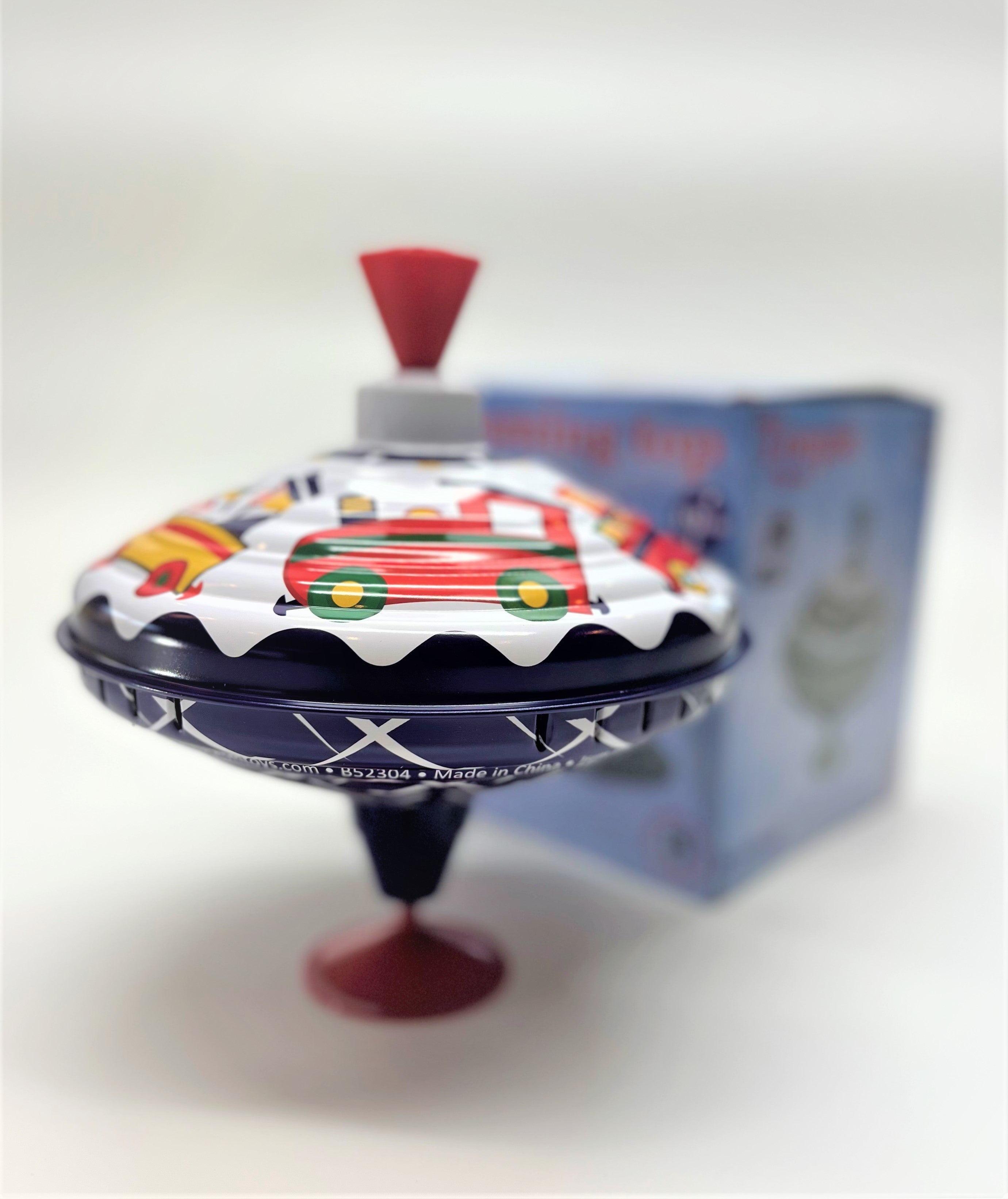 Classic Paybox Music Spinning Tin Top Toy from KsmToys by Bolz. The Funny Buzzing Hum Gets Louder As The Top Spins Faster Ages 18 m+